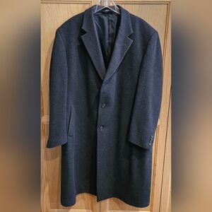 Men's Jos. A. Bank Overcoat 50R Charcoal Gray 100% Wool Grey